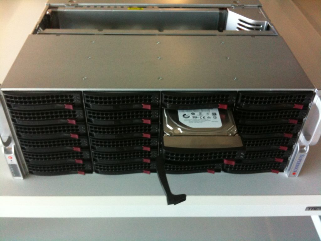 The SuperMicro housing for the 24 discs
